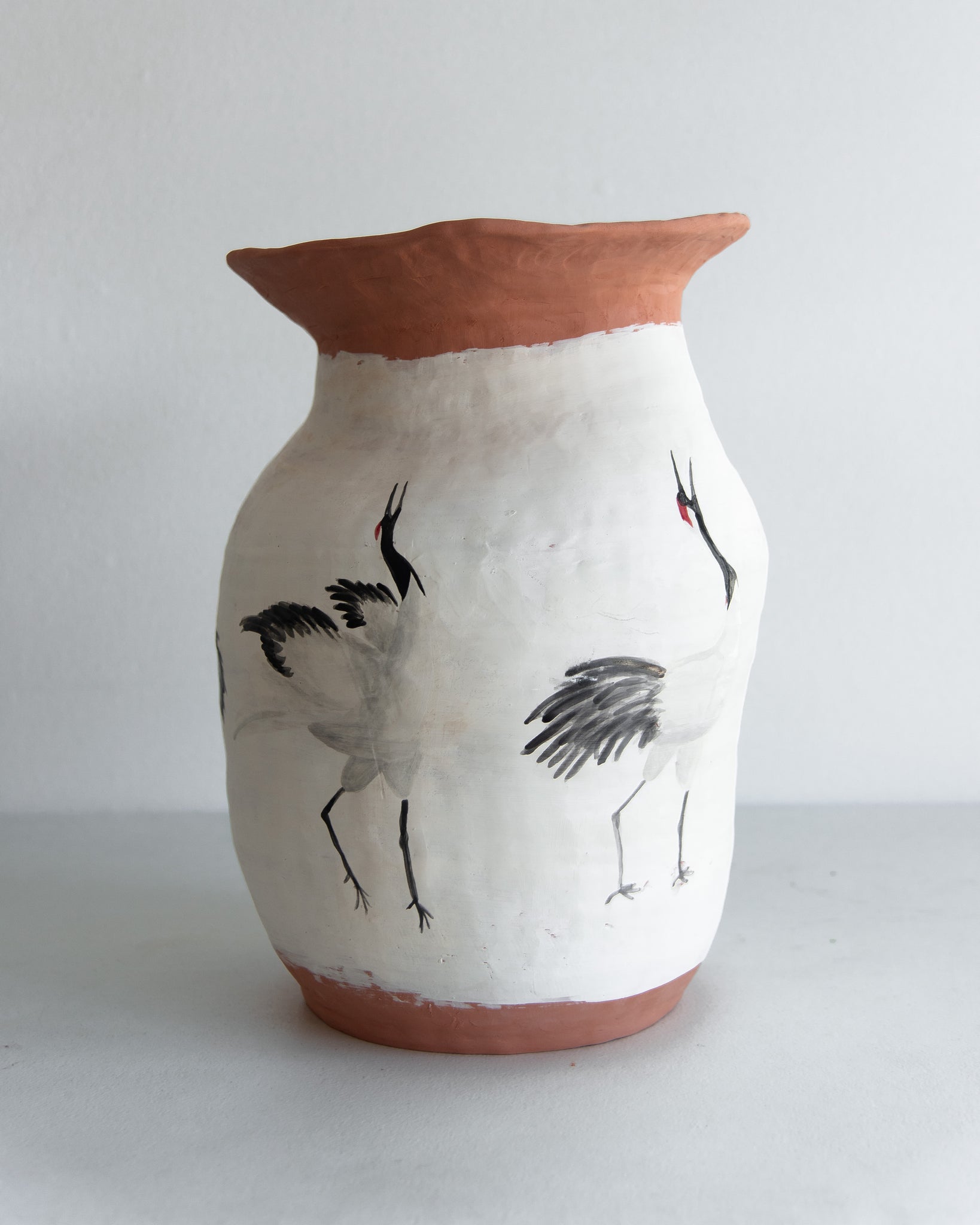 Terra Cotta Crane Vessel